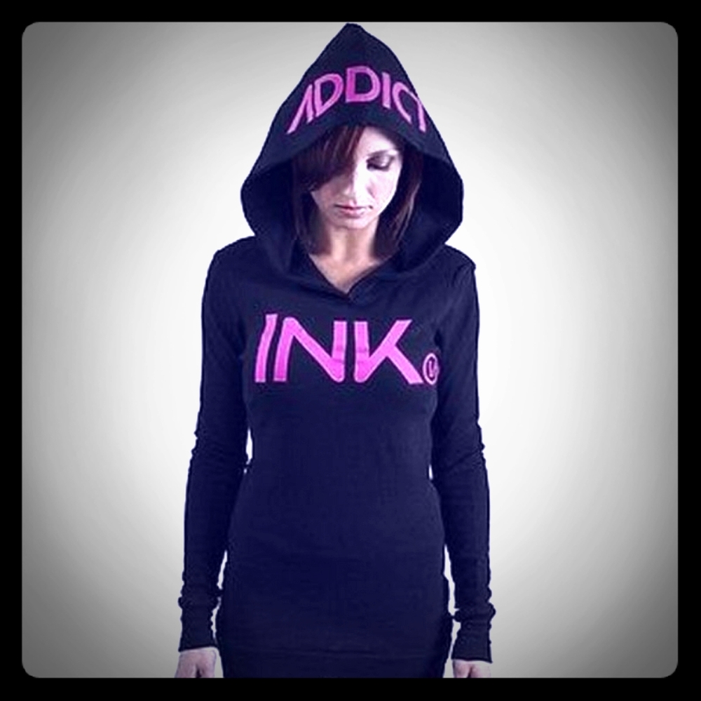 Womens Ink Addict Black Hoodie